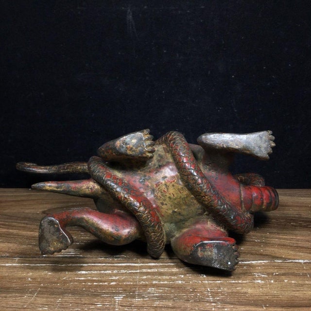 Antique Bronze Dark Warrior Turtle & Snake Sculpture – 10.6" Xuanwu Mythical Beast For Sale - Image 9 of 9