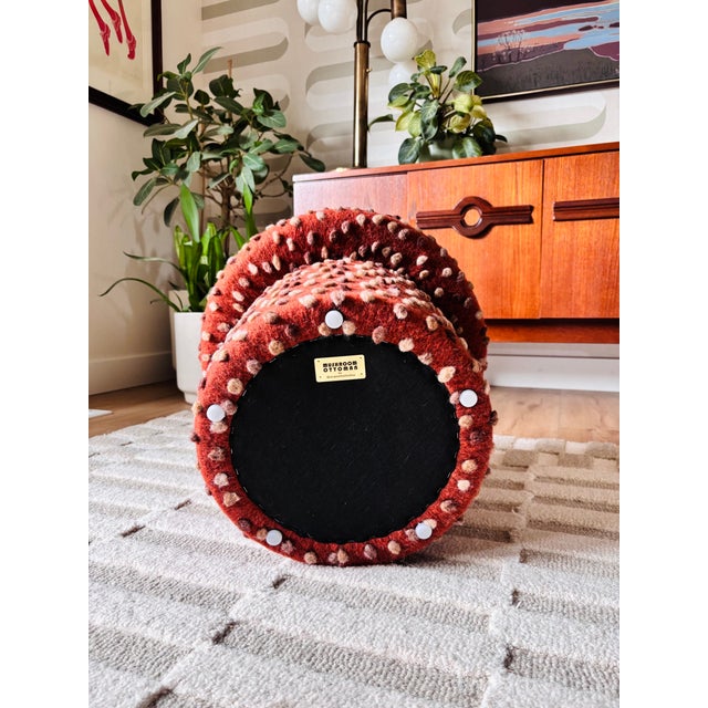 Mushroom Ottoman in Sedona Wool Dot For Sale - Image 11 of 14