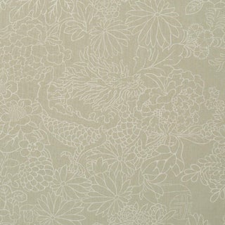 Schumacher Chiang Mai Dragon Silhouette Fabric In Almond Dust For Sale