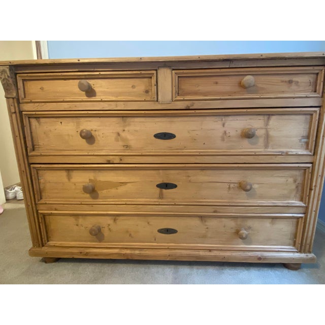 Beautiful and large 19th century English pine chest of drawers! Chest is in excellent antique condition with just the...