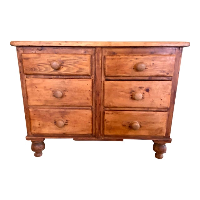 Antique Pine Chest of Drawers With Unique 6 Drawer Configuration From England - Circa 1880 For Sale