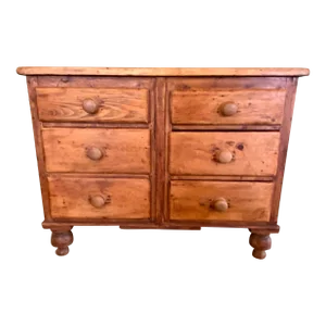 Antique Pine Chest of Drawers With Unique 6 Drawer Configuration From England - Circa 1880