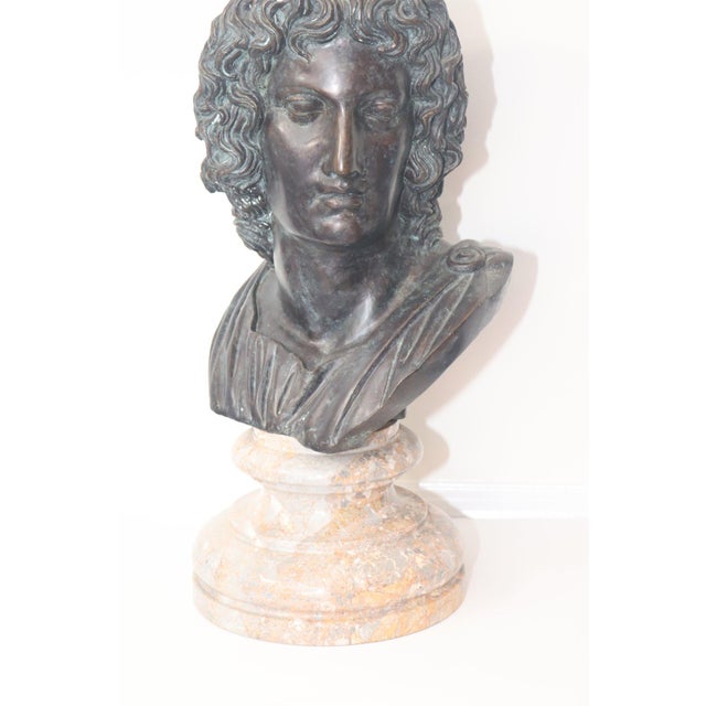 Mid 20th Century Vintage Bronze Bust on Marble Base For Sale - Image 5 of 11