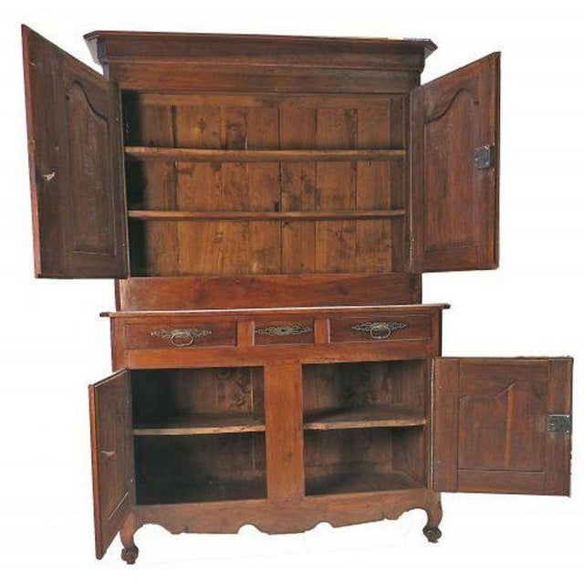 French Country Circa 1780 Walnut Buffet Deux Corps Cabinet For Sale - Image 3 of 4