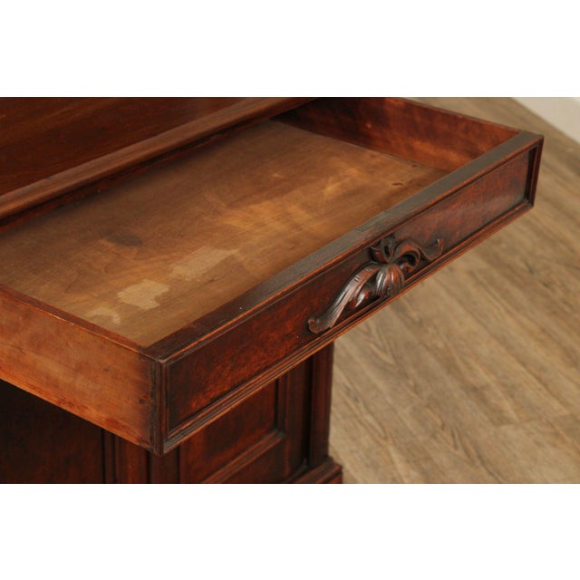 Antique Renaissance Revival Carved Walnut Drop-Front Desk For Sale - Image 4 of 18