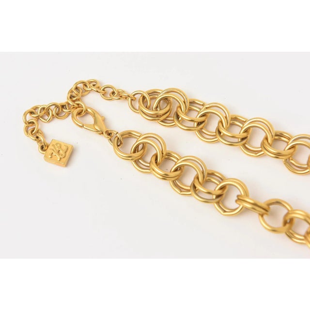 Vintage Karl Lagerfeld Brass Chain And Black Resin Disks Mariner Wrap Necklace For Sale - Image 10 of 12
