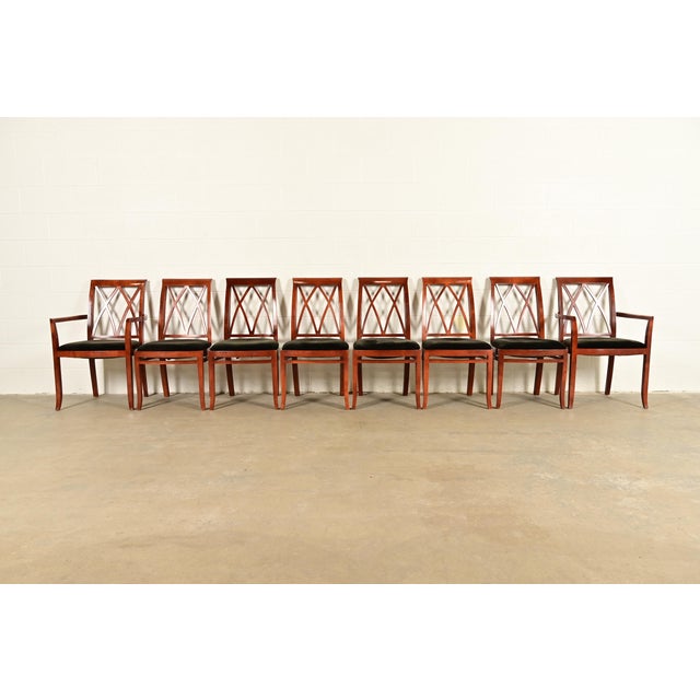 English Bernhardt Regency Carved Mahogany Dining Chairs | Set of Eight For Sale - Image 3 of 15