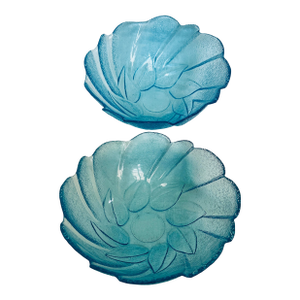 Pair of Sky Blue Textured Salad Bowls