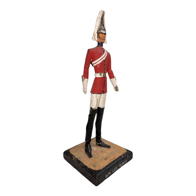 Antique 19th Century British Life Guard Troop Hand Carved Wood Sculpture Statue For Sale