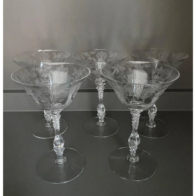 Vintage Etched Floral Glasses - Set of 13 For Sale - Image 4 of 13