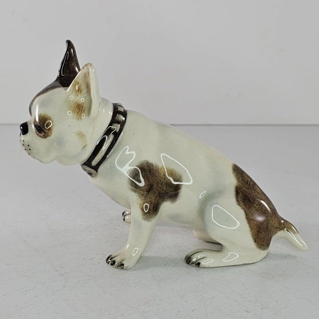 Figurative 1940s Vintage Gort Bone China French Bulldog Figurine Sitting For Sale - Image 3 of 7