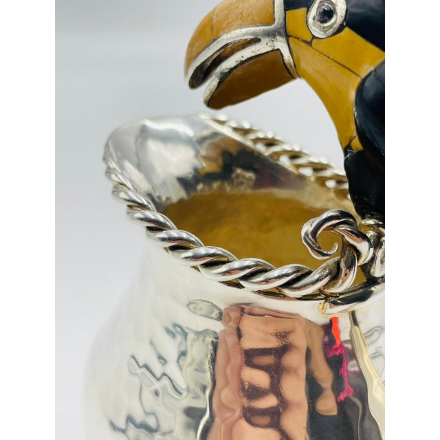 Emilia Castillo Silver-Plated Toucan Creamer With Onyx & Jasper, Mexico 1980's For Sale - Image 15 of 18