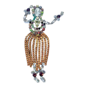 Vintage Chzech Dancing Lady Crystal Brooch Pin