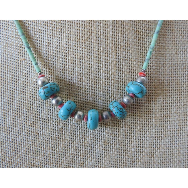 Native American Dainty Turquoise Bead and Heishi Necklace For Sale - Image 3 of 7