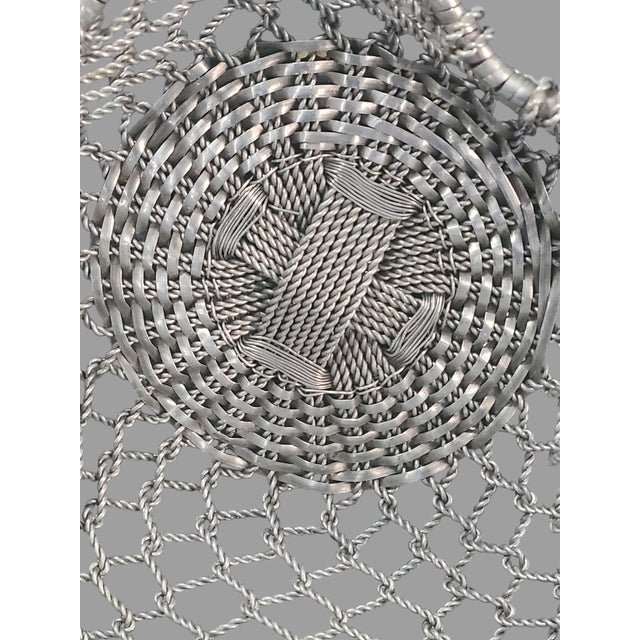 Late 20th Century Vintage Contemporary Aluminum Star Shaped Woven Wire Basket For Sale - Image 5 of 9