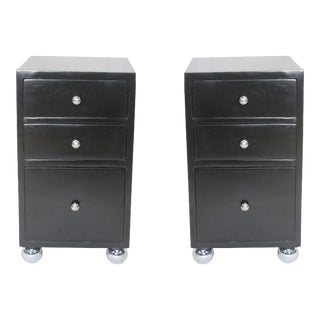 1970s Ebonized Rosewood and Chrome Side Tables - a Pair For Sale