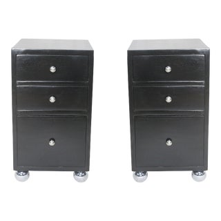 1970s Ebonized Rosewood and Chrome Side Tables - a Pair For Sale