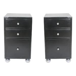 1970s Ebonized Rosewood and Chrome Side Tables - a Pair