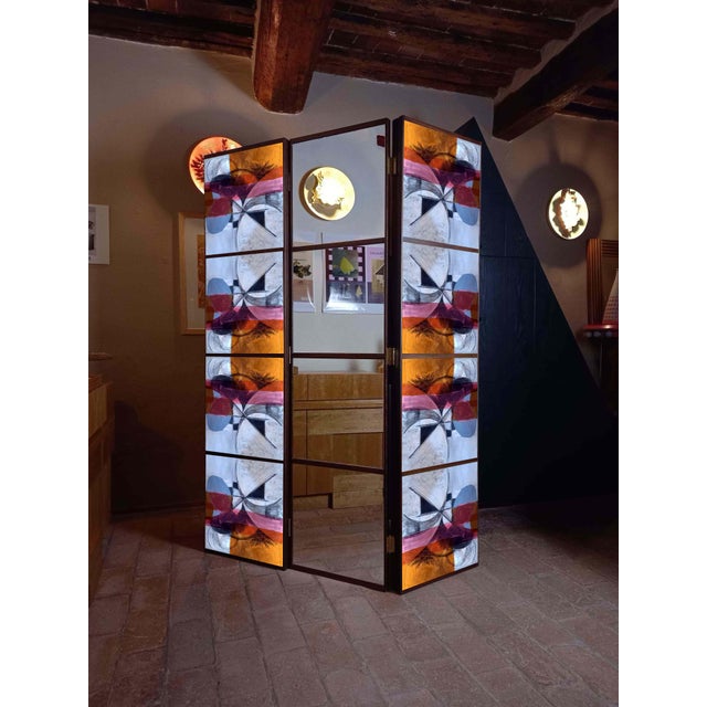 Room divider with design and mirrors by Pietro Meccani. A beautiful design piece featuring two elements made of wenge-...