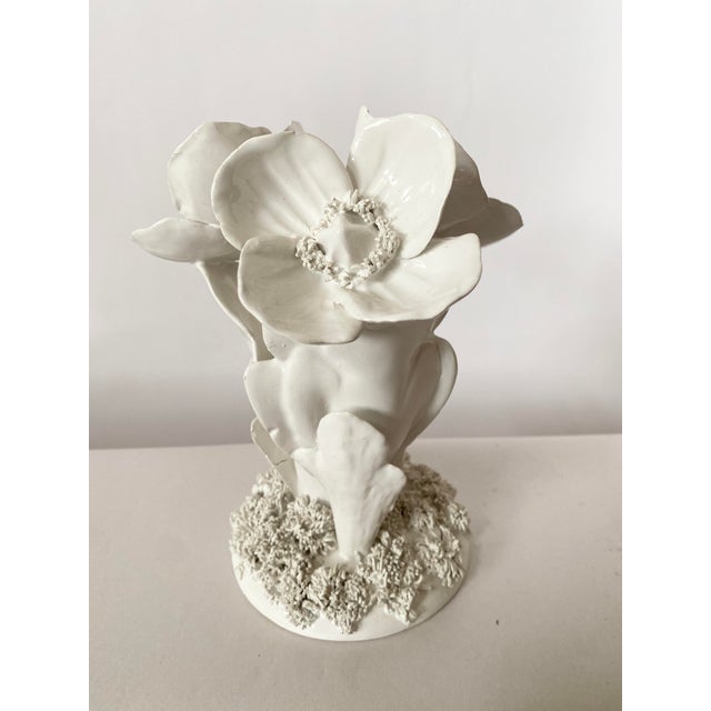 White Vintage Portuguese White Ceramic Flower Sculpture For Sale - Image 8 of 9