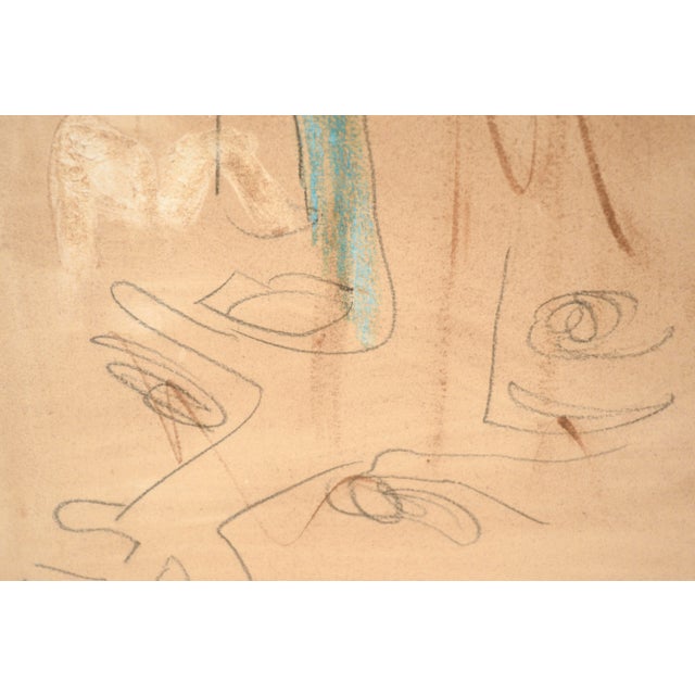 The Lovers "The Eyes Have It" Figurative Abstract Watercolor and Pencil on Paper For Sale In Monterey, CA - Image 6 of 9