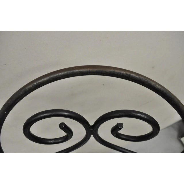 Mid 20th Century Modern Arthur Umanoff Style Wrought Iron Swivel Counter Bar Stool Pair For Sale In Philadelphia - Image 6 of 12