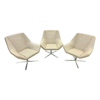 Set of 3 Keilhauer Cahoots Relax Lounge Swivel Chair Linen #9021 For Sale