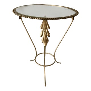 Vintage Hollywood Regency Plant Side Table in Gilt Wrought Iron and Glass, 1960s For Sale