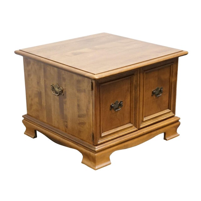 Ethan Allen Ethan Allen Heirloom Nutmeg Maple Colonial Early American 27" Square Accent Storage End Table 10-8635 For Sale - Image 4 of 11