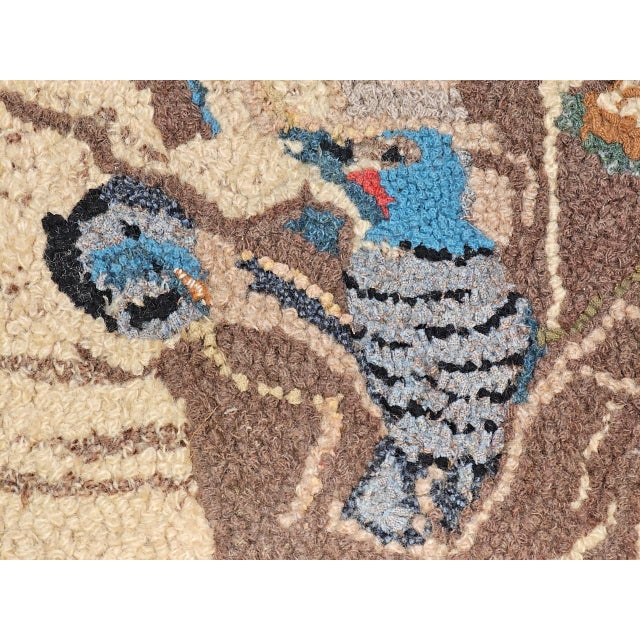 Vintage American Hand Hooked Rug, Wool & Cotton, Birds in a Tree Nest Design, 1x2 For Sale - Image 10 of 13