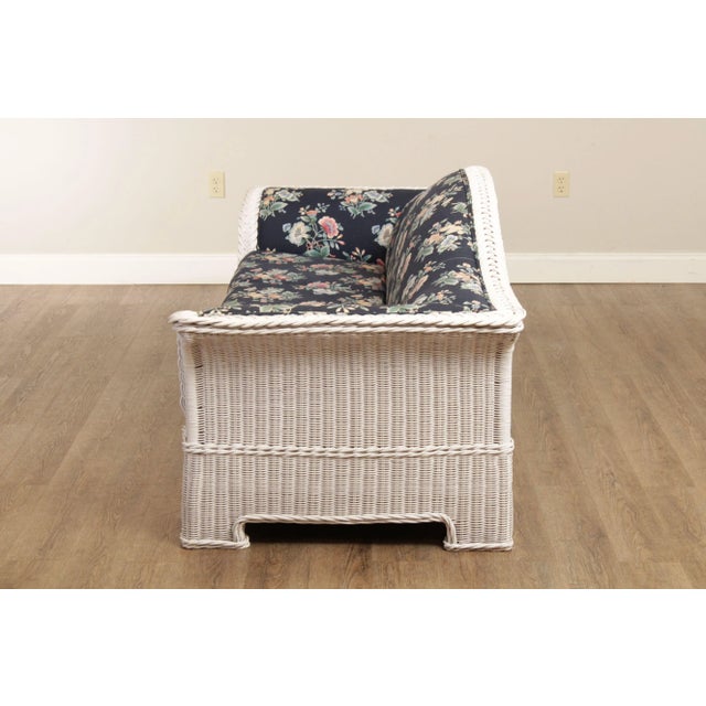 Late 20th Century Traditional White Wicker Camelback Sofa For Sale - Image 11 of 12
