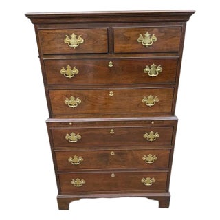 Late 20th Century Stickley Georgian Chippendale Style Solid Mahogany -Drawer Highboy Dresser For Sale