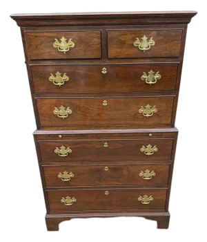 Late 20th Century Stickley Georgian Chippendale Style Solid Mahogany -Drawer Highboy Dresser