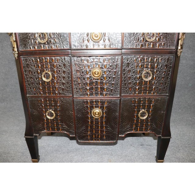 Louis XV Style Marble Top Faux Alligator Théodore Alexander Commode For Sale - Image 12 of 13