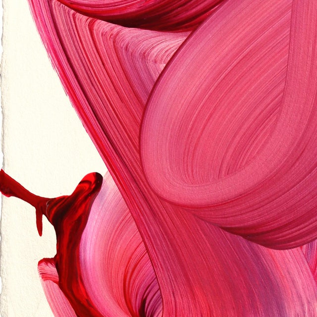 Mid-Century Modern Avp_1555 - Original Abstract Deep Magenta Tone Contemporary Painting on Paper by Alex Voinea For Sale - Image 3 of 8