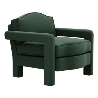 Olive Linen Elio Lounge Chair by Ceraudo For Sale