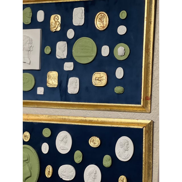 Wood #1040 Pair of Grand Tour Revival Adams Style Gilt & Plaster Intaglio in Giltwood Frames For Sale - Image 7 of 12