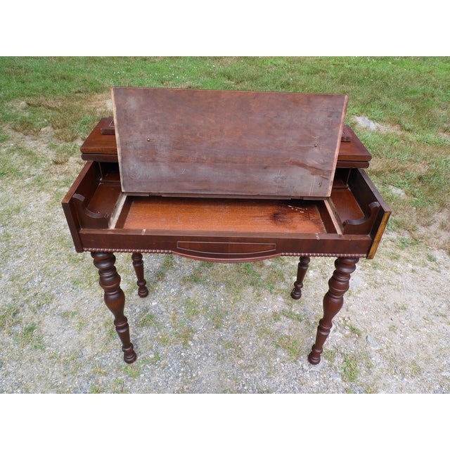 Vintage Schwartz Walnut Art Deco Flip Top Ladies Writing Desk