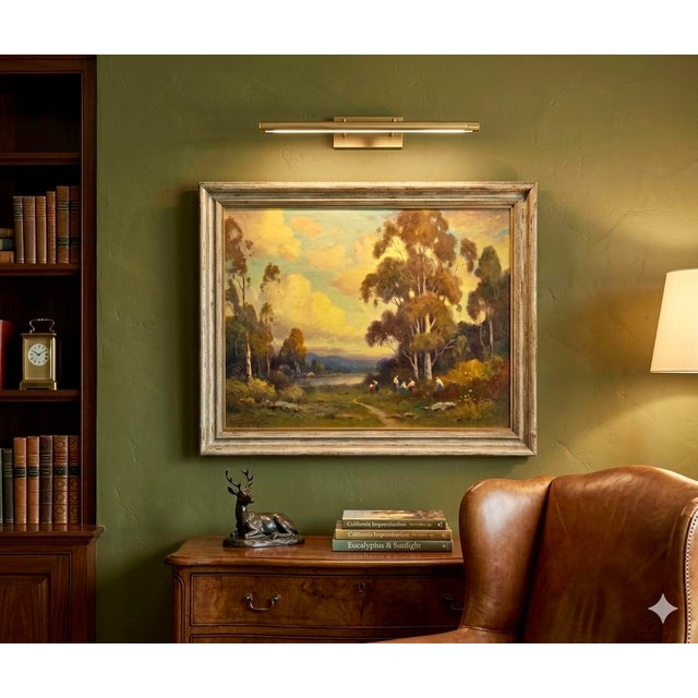 Alexis Matthew Podchernikoff "Picnic by the Pond" Santa Barbara Sunset - Monumental 1920s Oil Painting For Sale - Image 13 of 13