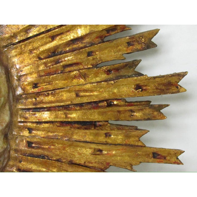 Wood Spanish Giltwood Sunburst Mirror For Sale - Image 7 of 15