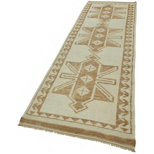 Boho Chic Beige Bohemian Runner Rug For Sale - Image 3 of 7