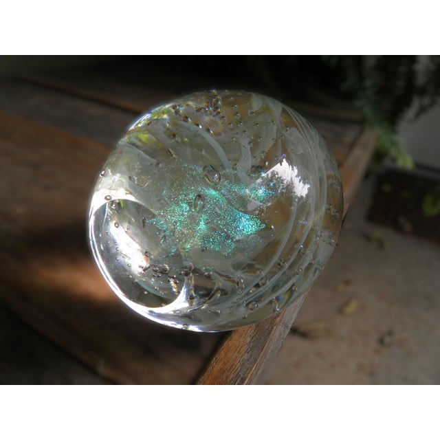Vintage Signed Stunning Bullicante & Iridescent Art Glass Paperweight For Sale - Image 9 of 17
