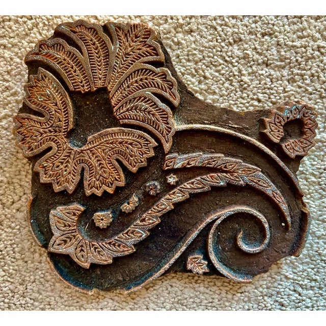 Wood Antique Double Paisley Wood Textile Block-India For Sale - Image 7 of 7