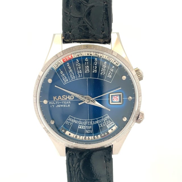 Metal Vintage Kasho 1970s Automatic Calendar Watch For Sale - Image 7 of 12