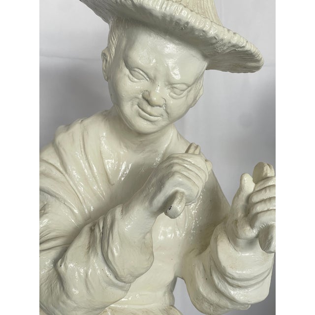 Pair White Chinoiserie Figures, 1960s For Sale - Image 9 of 18