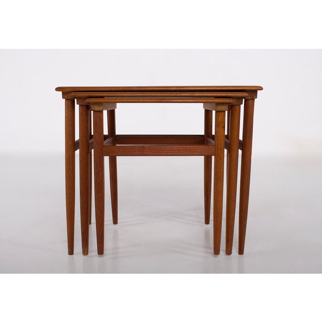 Scandinavian Nesting Tables in Teak, 1960s, Set of 3 For Sale - Image 4 of 7