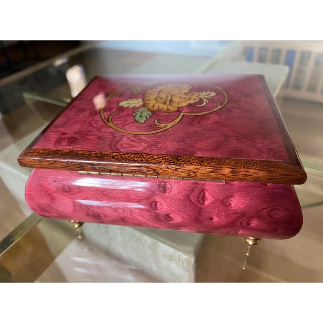 Late 20th Century Reuge 6257 Violet Stained Wooden Music and Jewelry Box For Sale - Image 4 of 9
