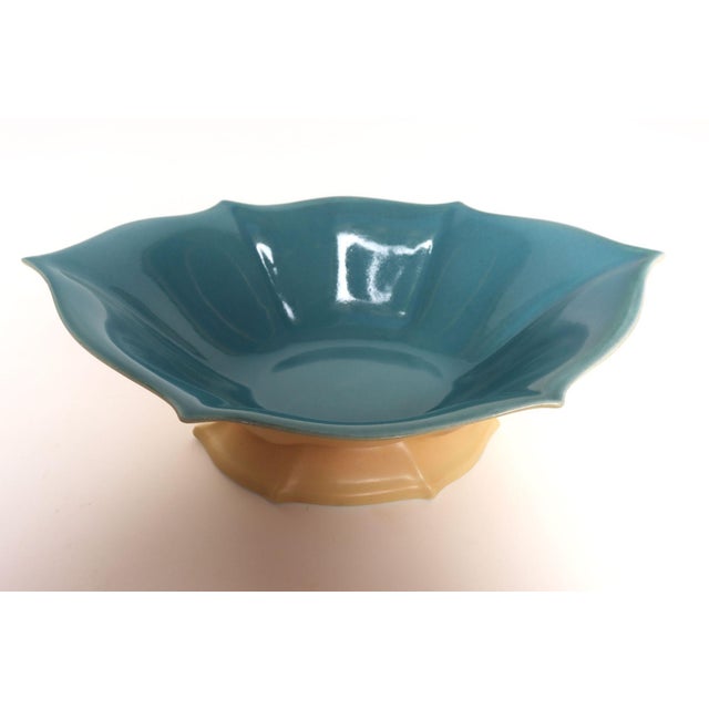 Art Deco Matte Yellow and Glossy Blue Ceramic Console Bowl by Cowan Pottery For Sale In New York - Image 6 of 14