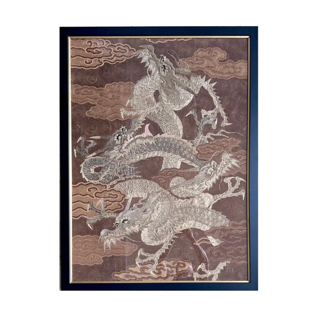 A striking Japanese embroidery tapestry circa 1890s Meiji period presented in a gilt wood frame under glaze. The design...