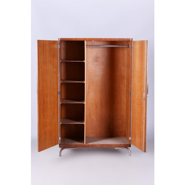 Bauhaus Walnut Wardrobe by Robert Slezak, Czechia, 1930s For Sale - Image 4 of 12